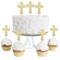 Big Dot of Happiness Gold Glitter Cross - No-Mess Real Gold Glitter Dessert Cupcake Toppers - Baptism or Baby Shower Clear Treat Picks - Set of 24